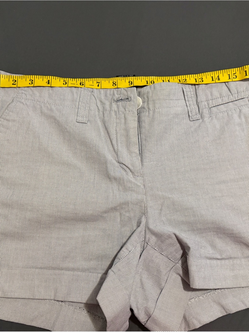 Dalia Collection Light Gray Pinstripe Bermuda Shorts